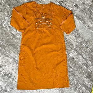 Orange Embroidered Women's Dress